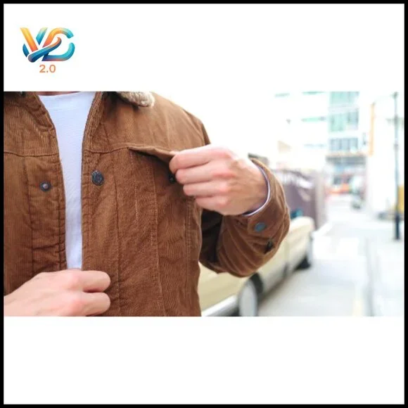 Men's Corduroy Sherpa Lined Jacket, Thermal Fleece, Snap Button Front, 5 Pockets